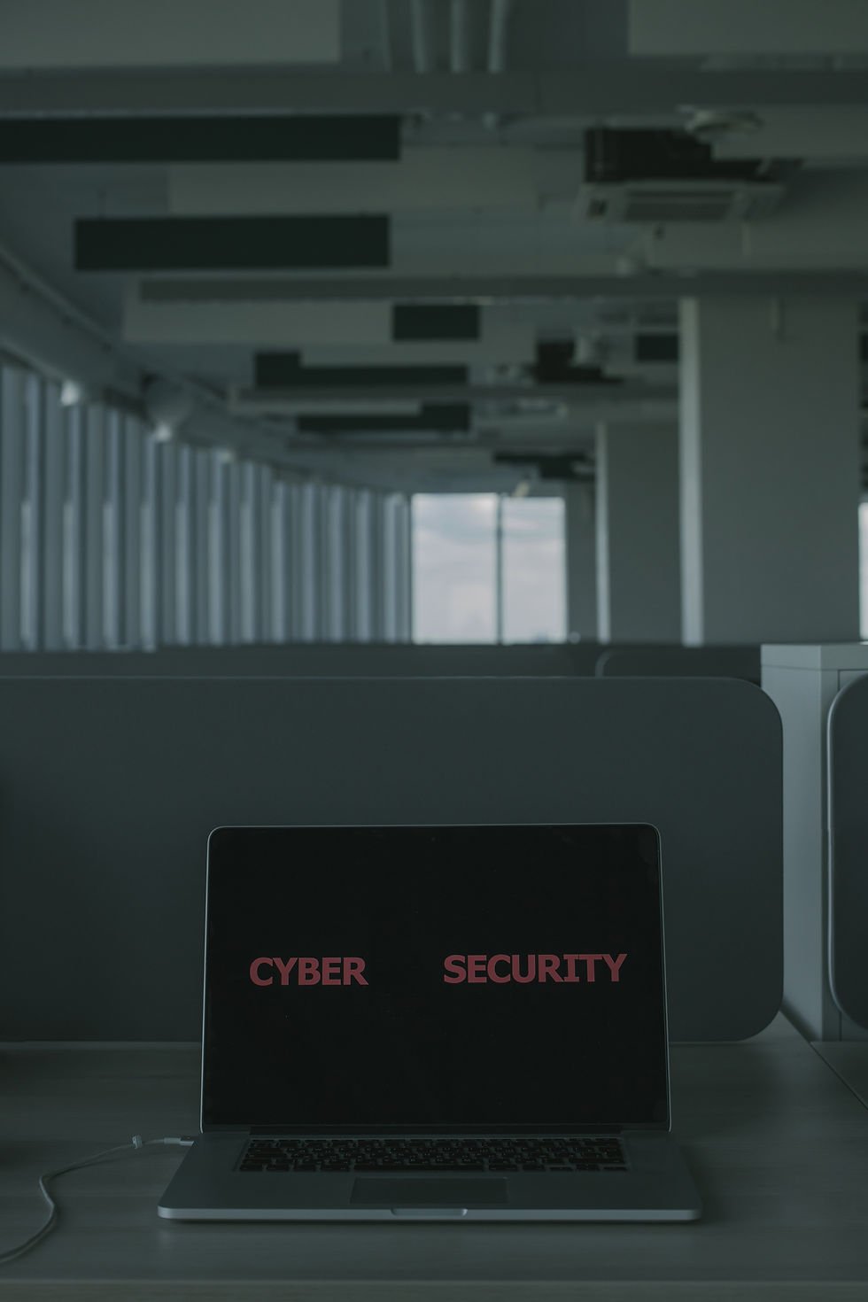 Laptop with Cyber Security on the screen