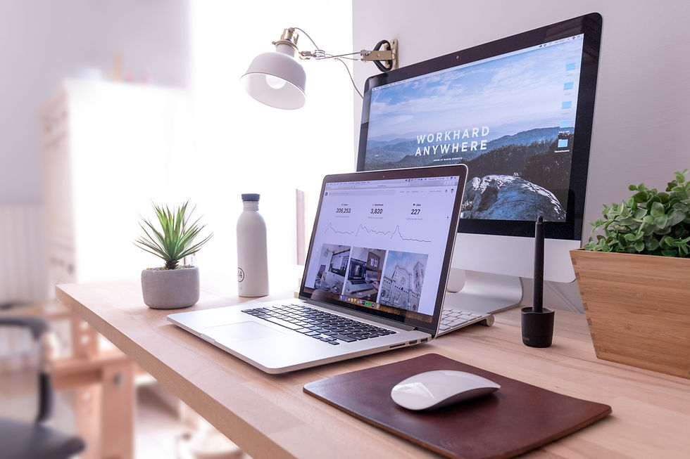 Laptop and monitor on desk